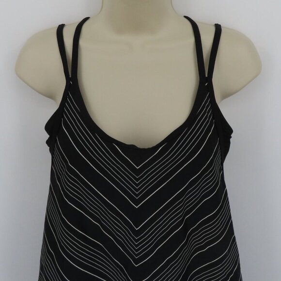 Athleta Women 38 B/C Black White Chevron Tankini Tank Swimwear Swim Top Strappy - Picture 2 of 12